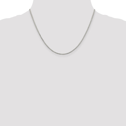 Sterling Silver Rhodium-plated 1.7mm 8 Sided Mirror Box Chain