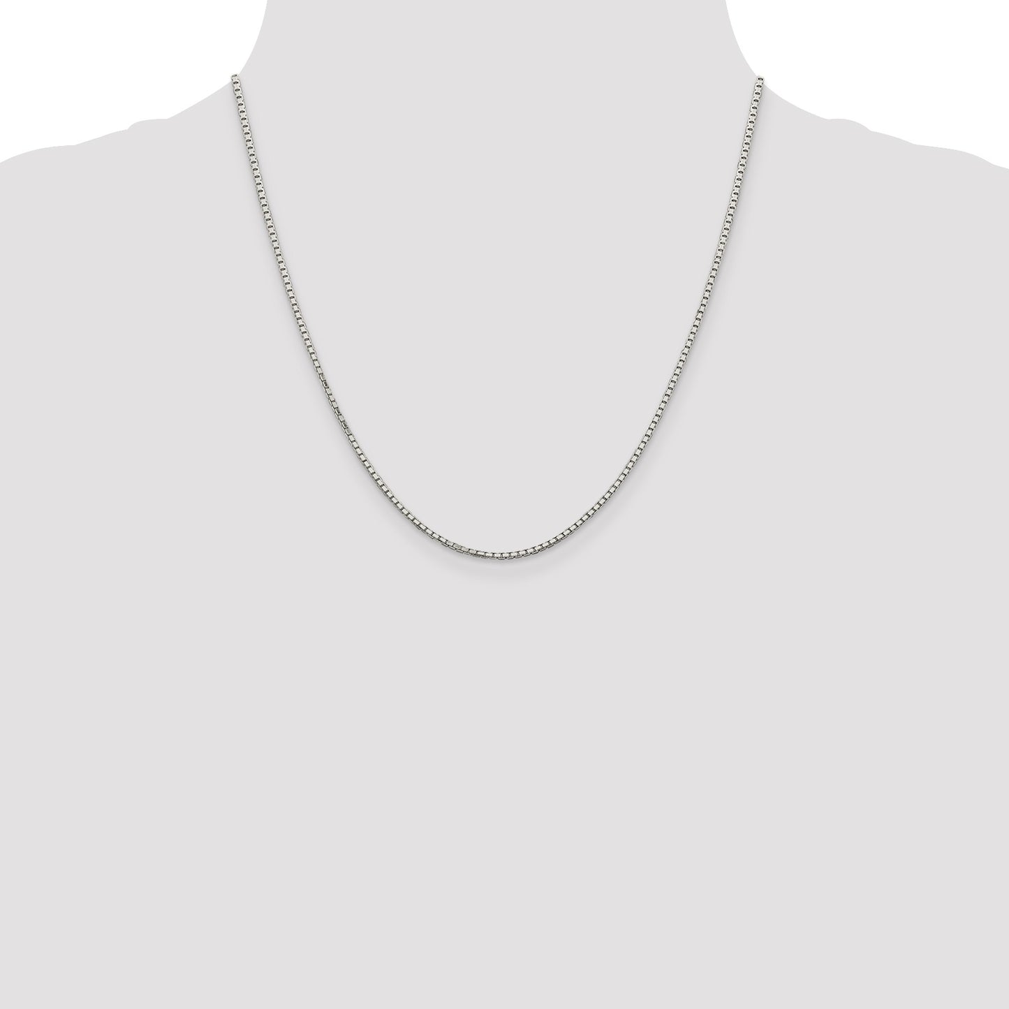 Sterling Silver Rhodium-plated 1.7mm 8 Sided Mirror Box Chain