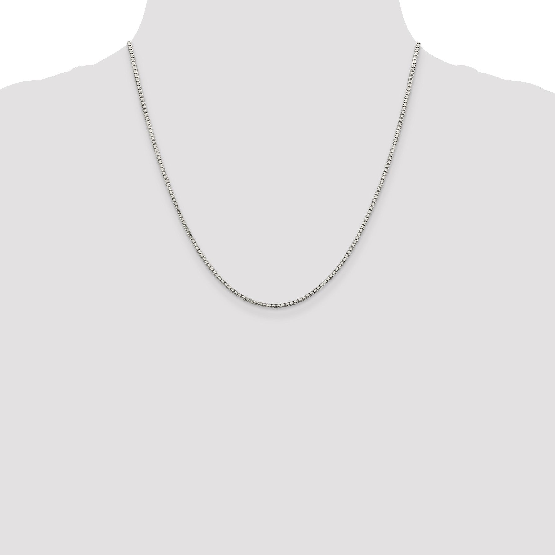 Sterling Silver Rhodium-plated 1.7mm 8 Sided Mirror Box Chain