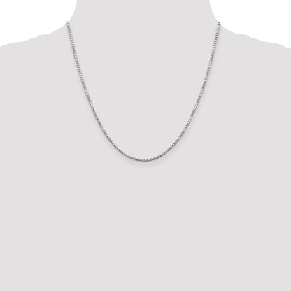 Sterling Silver Rhodium-plated 1.7mm 8 Sided Mirror Box Chain