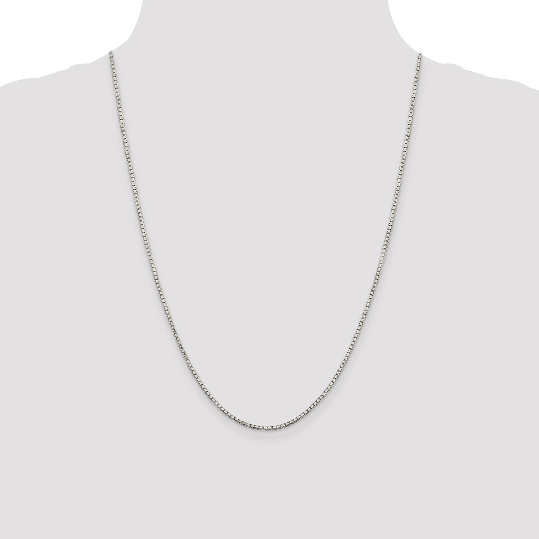 Sterling Silver Rhodium-plated 1.7mm 8 Sided Mirror Box Chain