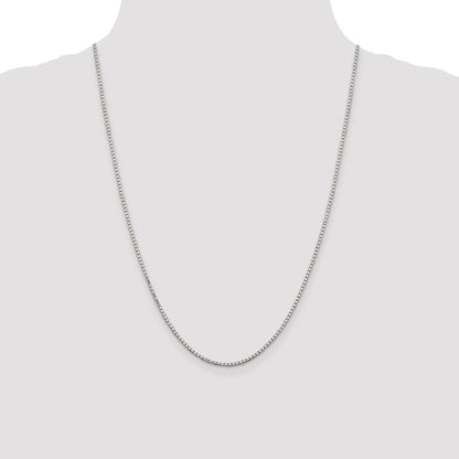 Sterling Silver Rhodium-plated 1.7mm 8 Sided Mirror Box Chain