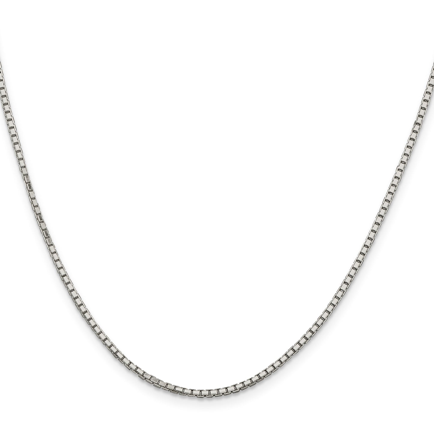 Sterling Silver Rhodium-plated 1.7mm 8 Sided w/2in ext. Mirror Box Chain