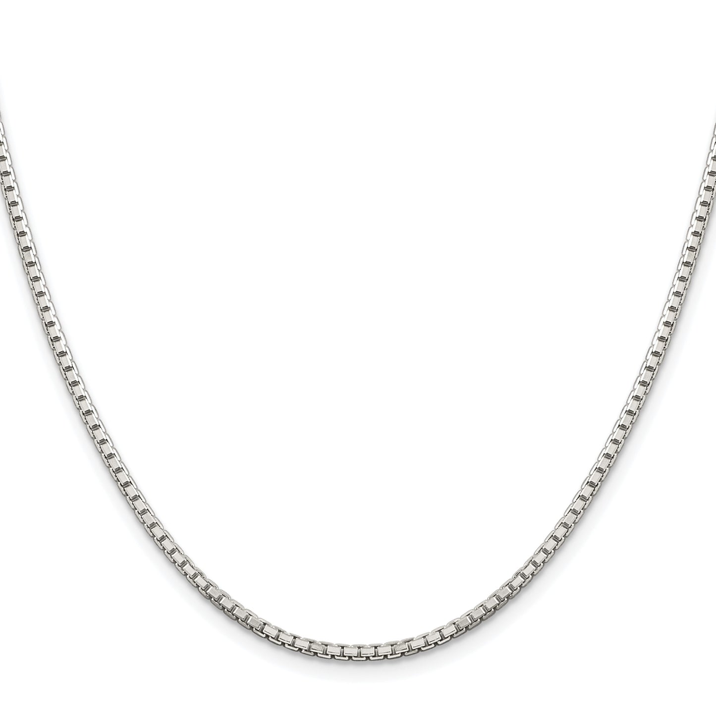 Sterling Silver Rhodium-plated 2mm 8 Sided Box Chain