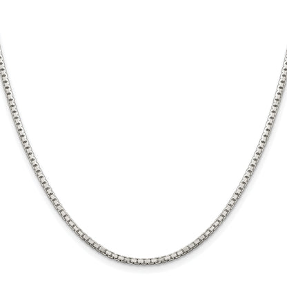 Sterling Silver Rhodium-plated 2mm 8 Sided Box Chain