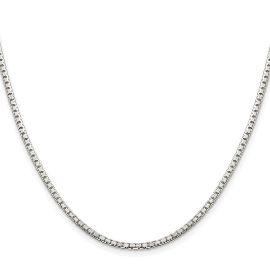 Sterling Silver Rhodium-plated 2mm 8 Sided Box Chain