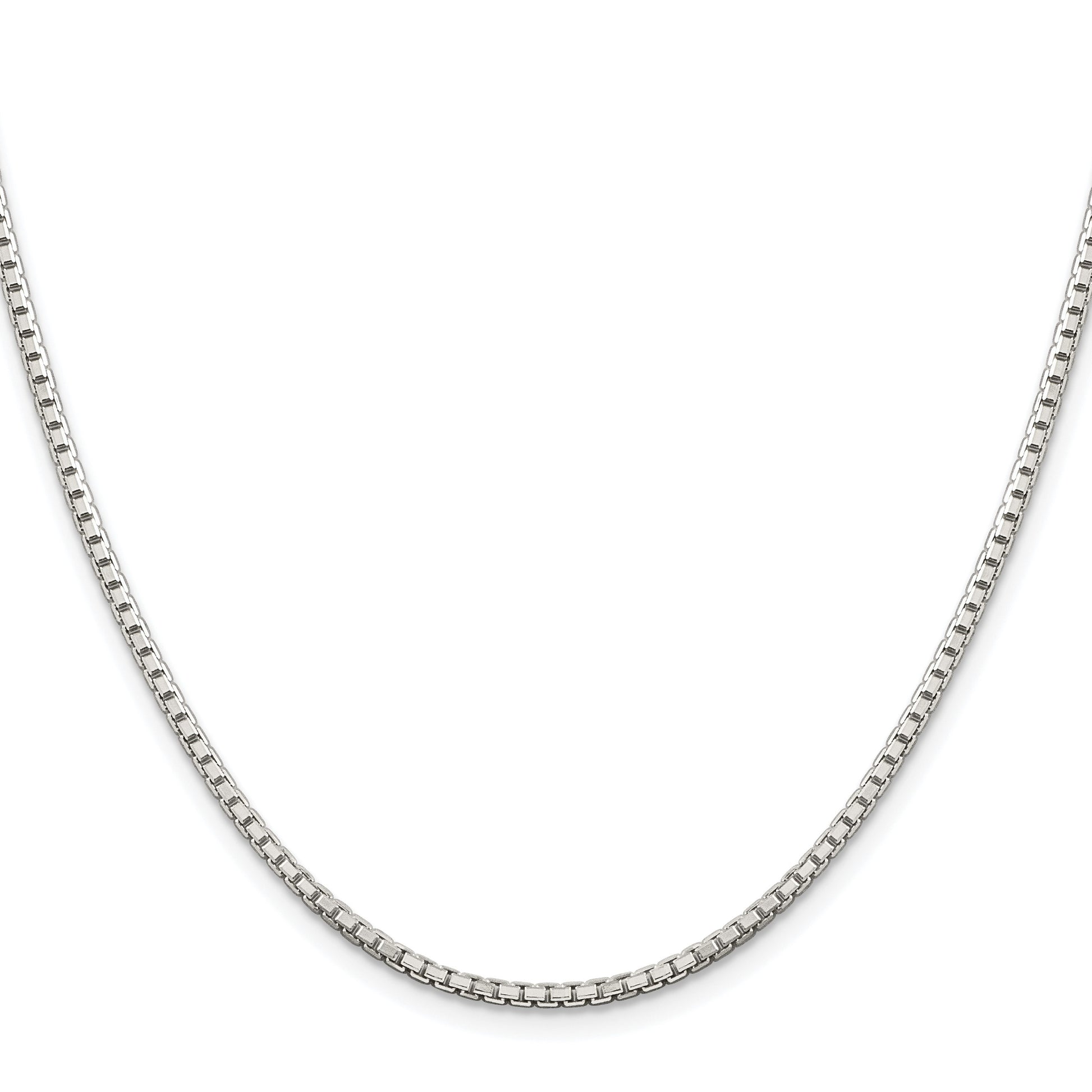 Sterling Silver Rhodium-plated 2mm 8 Sided Box Chain