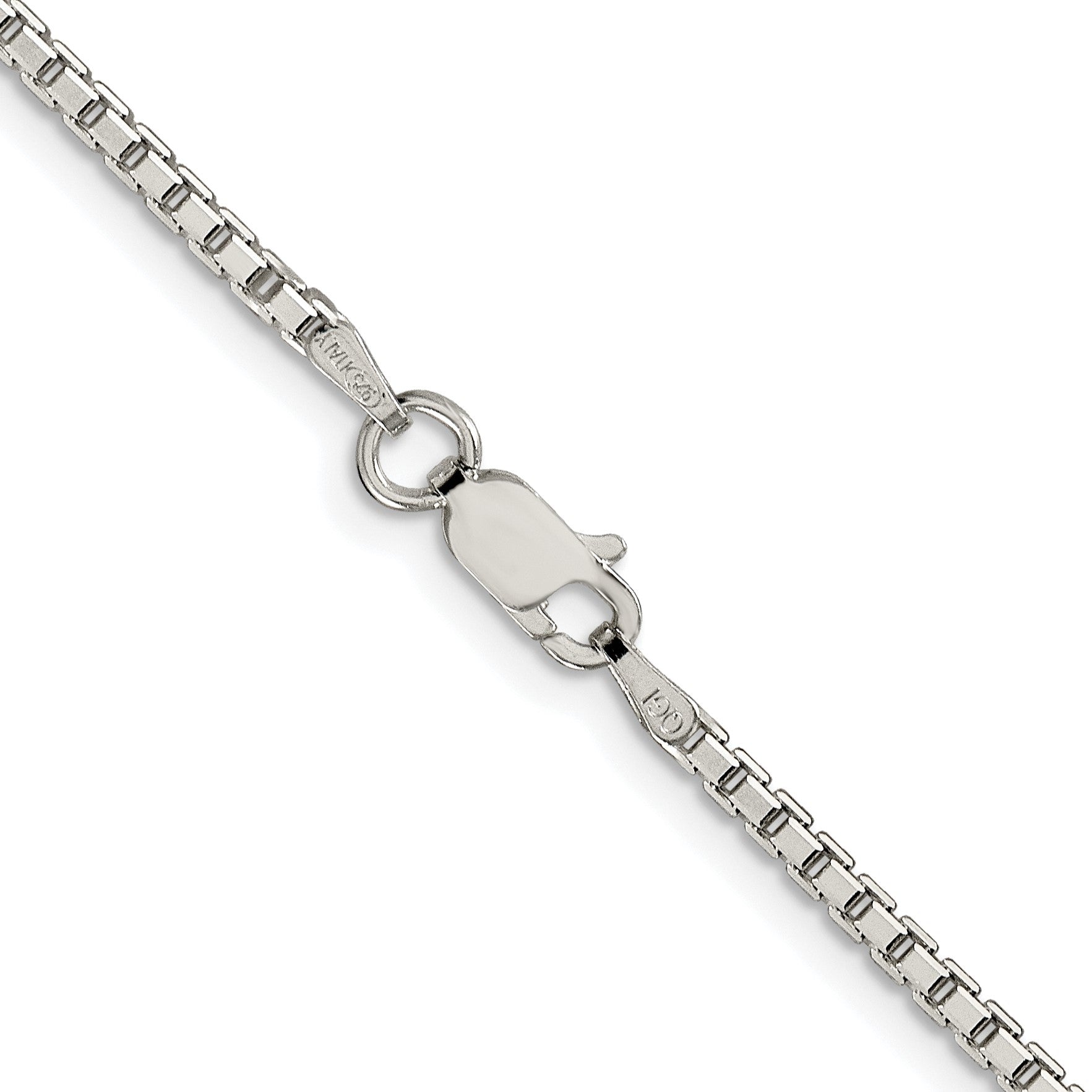 Sterling Silver Rhodium-plated 2mm 8 Sided Box Chain