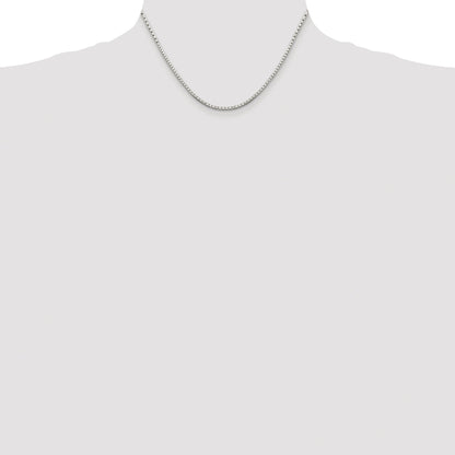 Sterling Silver Rhodium-plated 2mm 8 Sided Box Chain
