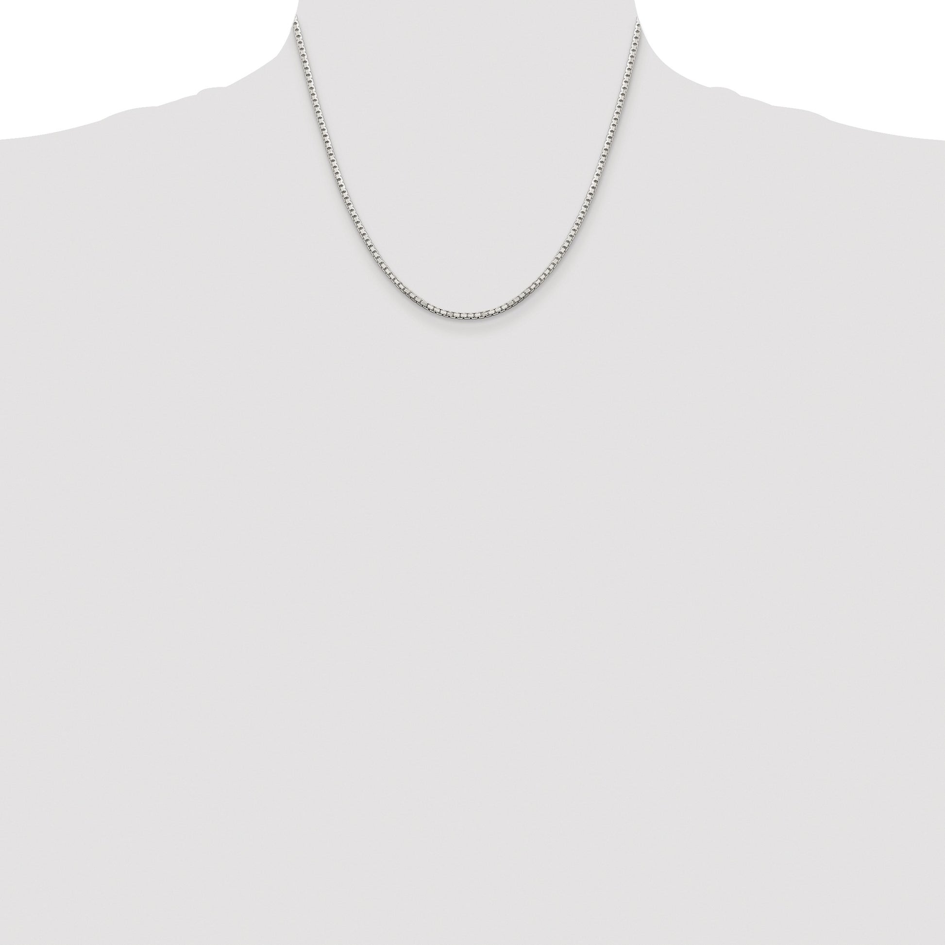 Sterling Silver Rhodium-plated 2mm 8 Sided Box Chain