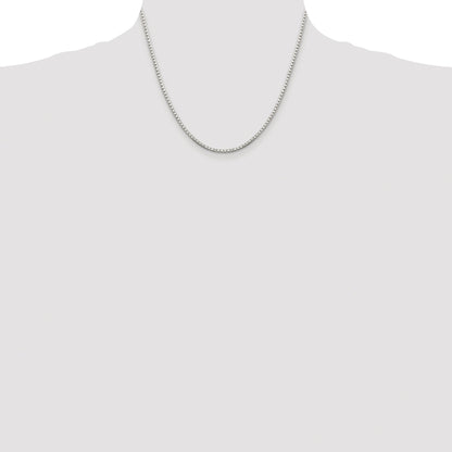 Sterling Silver Rhodium-plated 2mm 8 Sided Box Chain