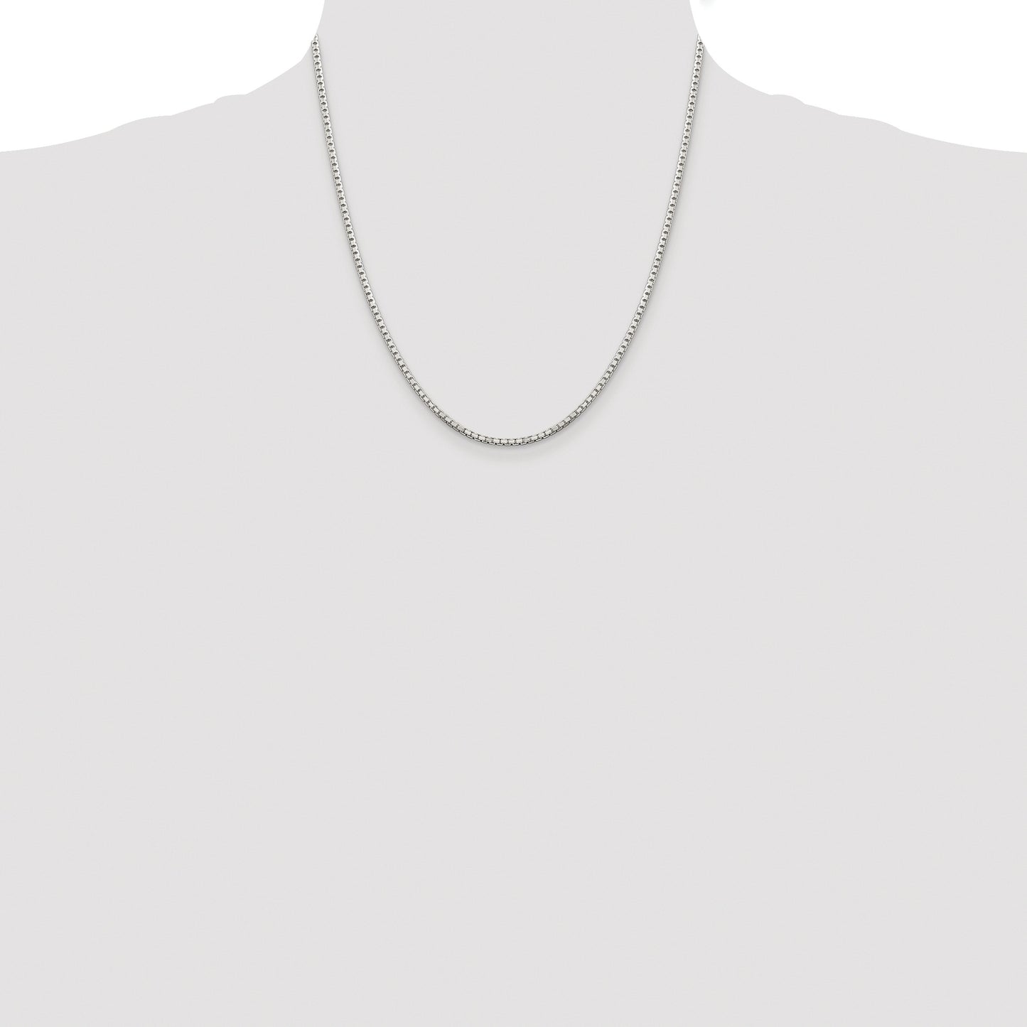 Sterling Silver Rhodium-plated 2mm 8 Sided Box Chain