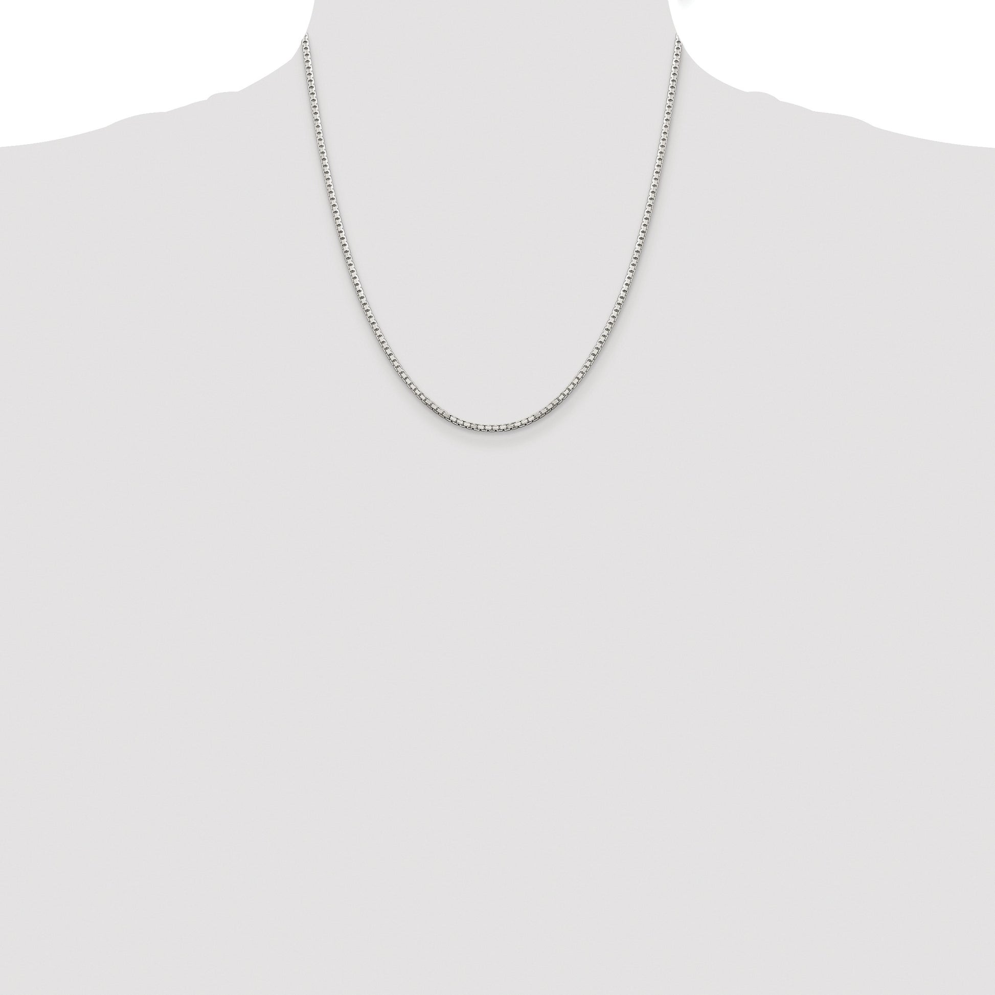 Sterling Silver Rhodium-plated 2mm 8 Sided Box Chain