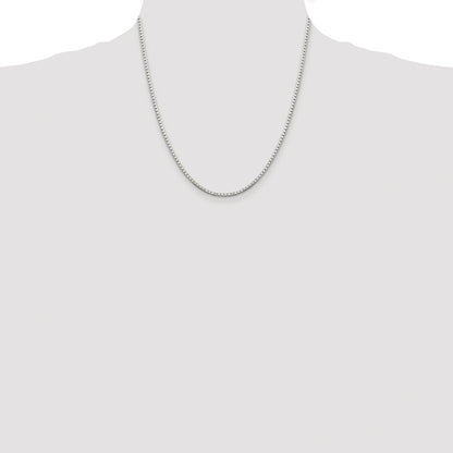 Sterling Silver Rhodium-plated 2mm 8 Sided Box Chain