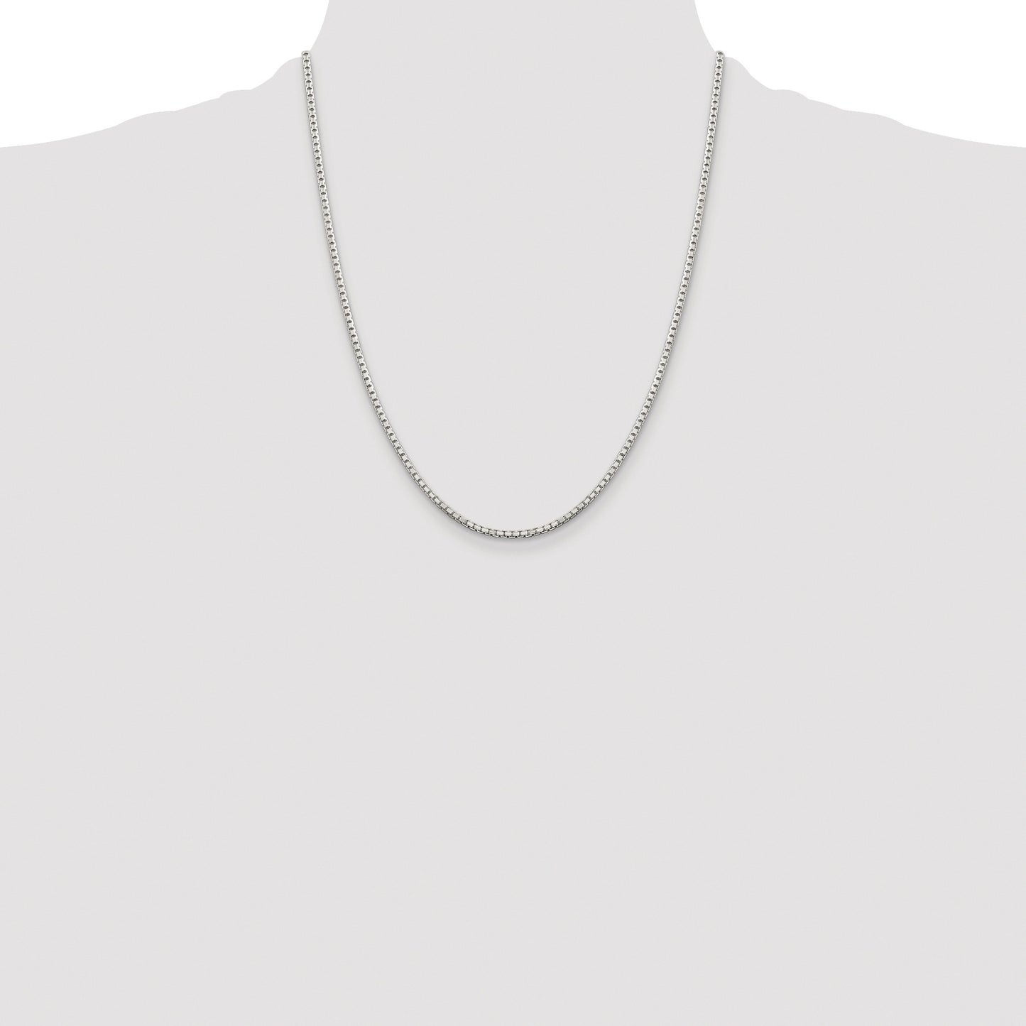 Sterling Silver Rhodium-plated 2mm 8 Sided Box Chain