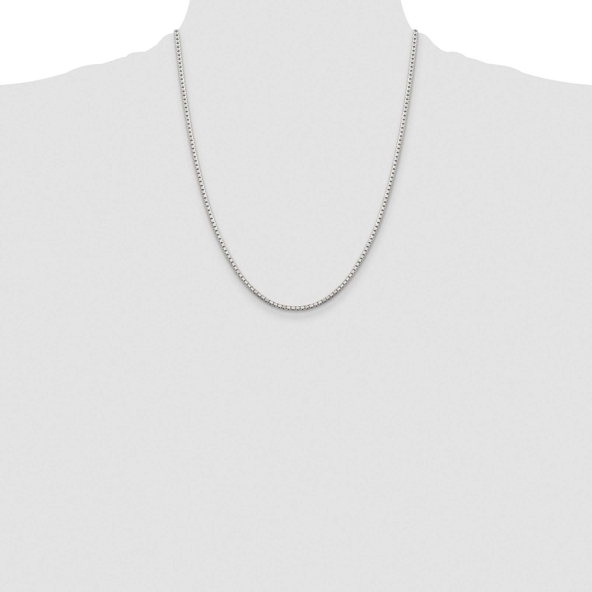Sterling Silver Rhodium-plated 2mm 8 Sided Box Chain