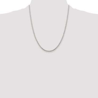 Sterling Silver Rhodium-plated 2mm 8 Sided Box Chain