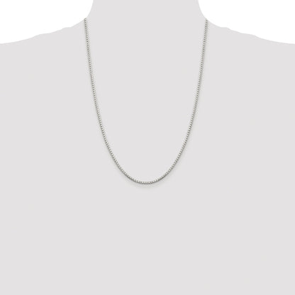 Sterling Silver Rhodium-plated 2mm 8 Sided Box Chain