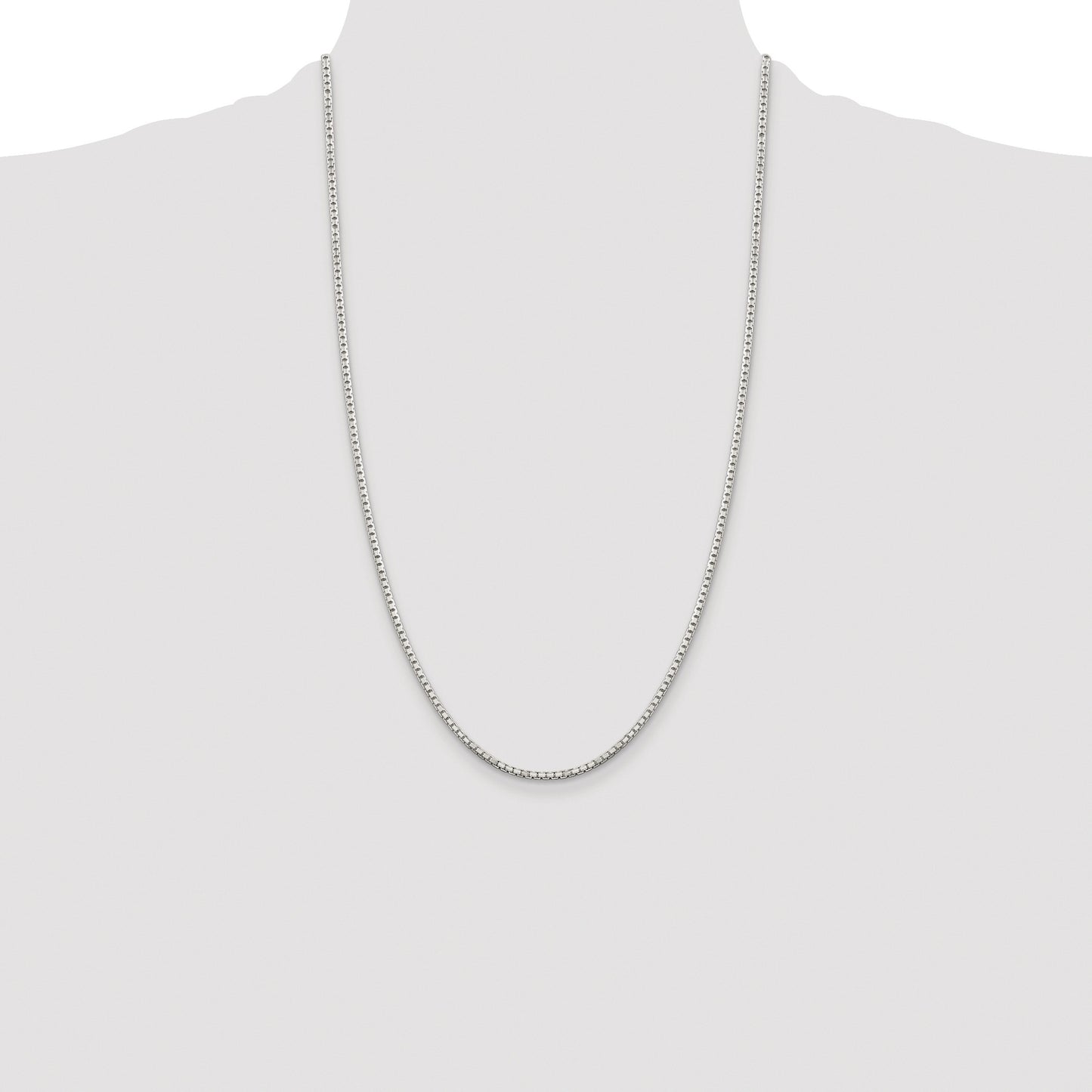 Sterling Silver Rhodium-plated 2mm 8 Sided Box Chain