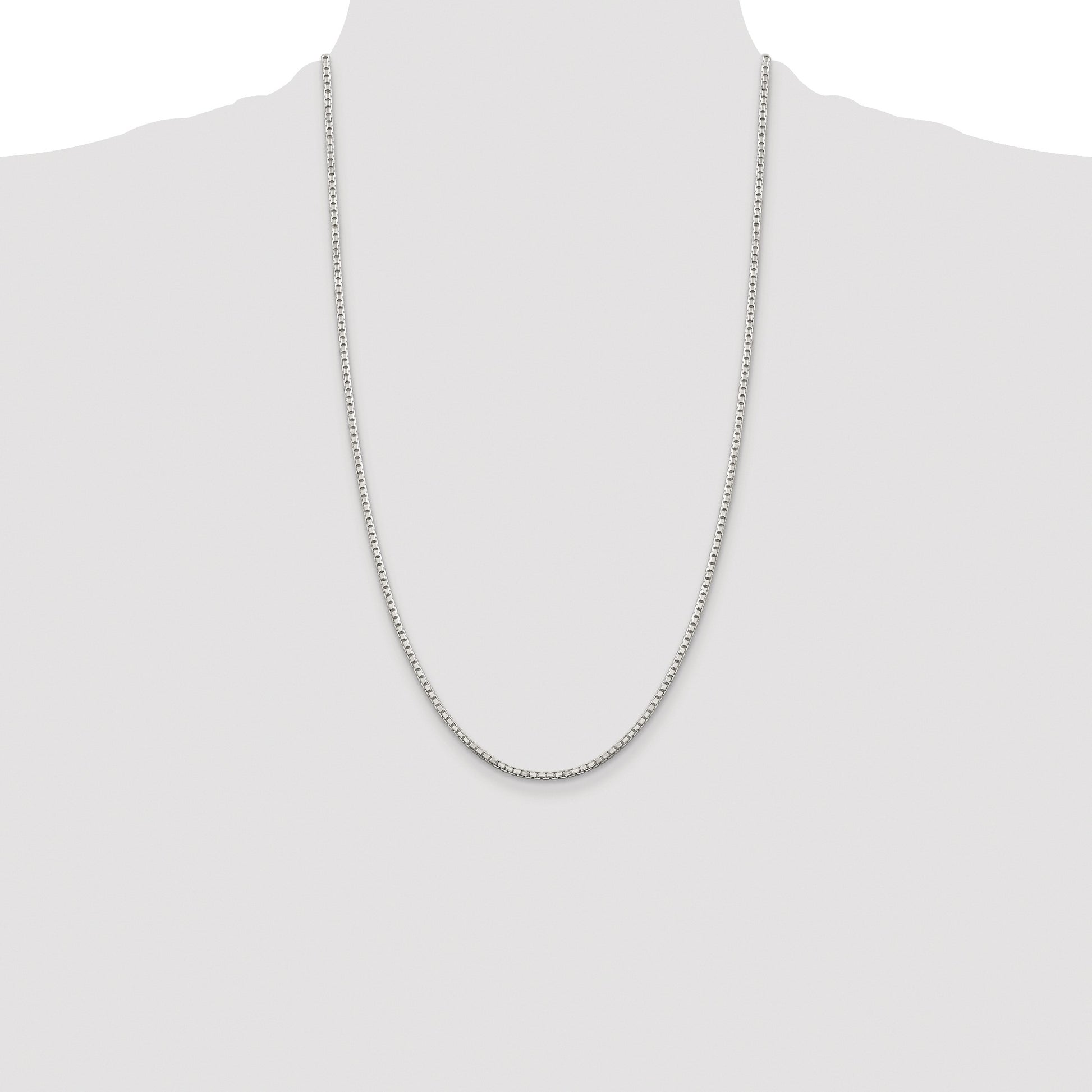 Sterling Silver Rhodium-plated 2mm 8 Sided Box Chain