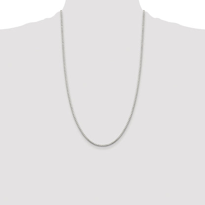 Sterling Silver Rhodium-plated 2mm 8 Sided Box Chain