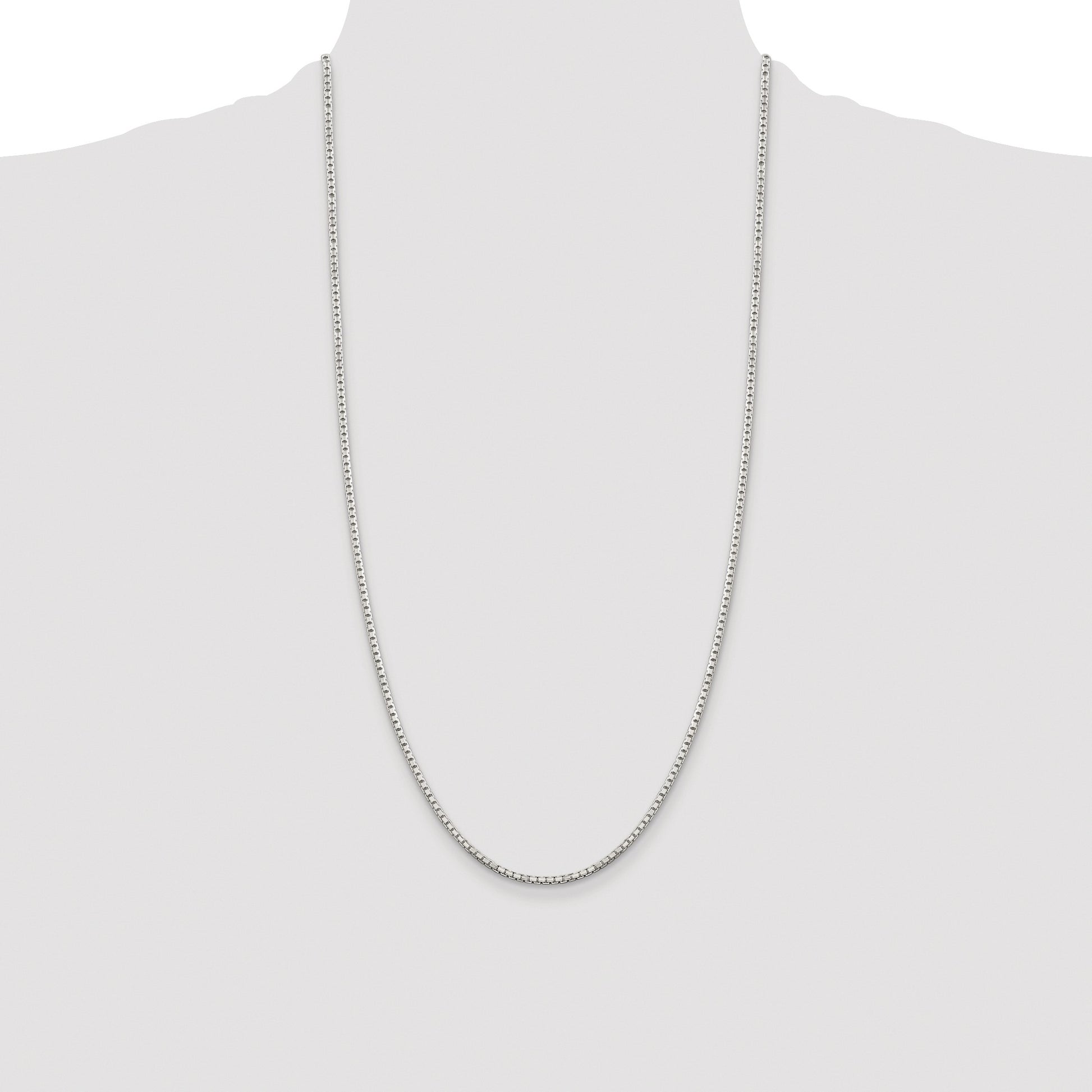 Sterling Silver Rhodium-plated 2mm 8 Sided Box Chain