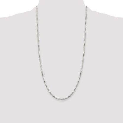 Sterling Silver Rhodium-plated 2mm 8 Sided Box Chain