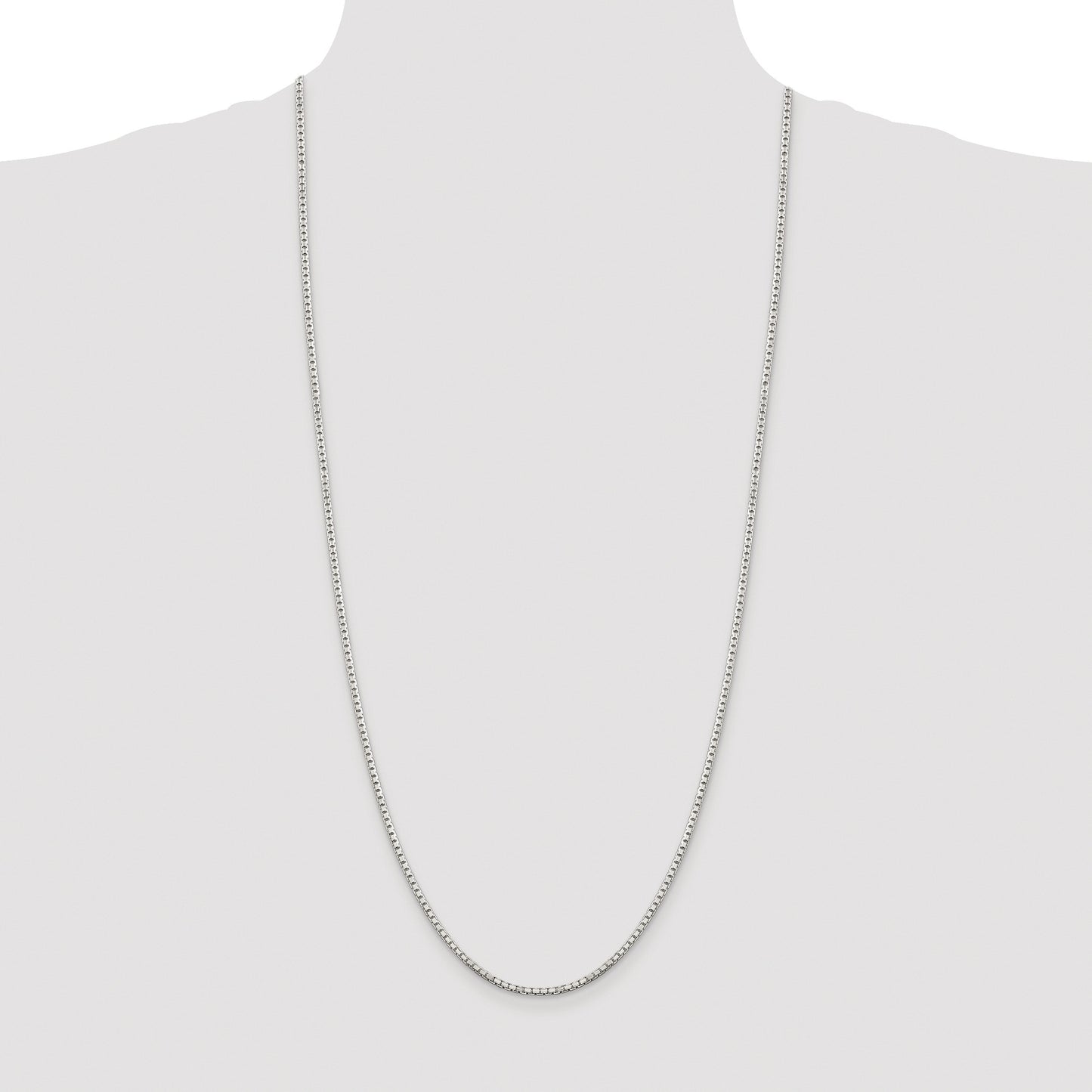 Sterling Silver Rhodium-plated 2mm 8 Sided Box Chain