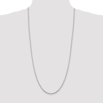 Sterling Silver Rhodium-plated 2mm 8 Sided Box Chain