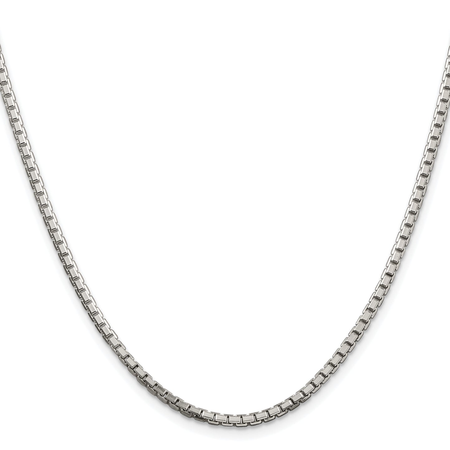 Sterling Silver Rhodium-plated 2.5mm 8 Sided Box Chain