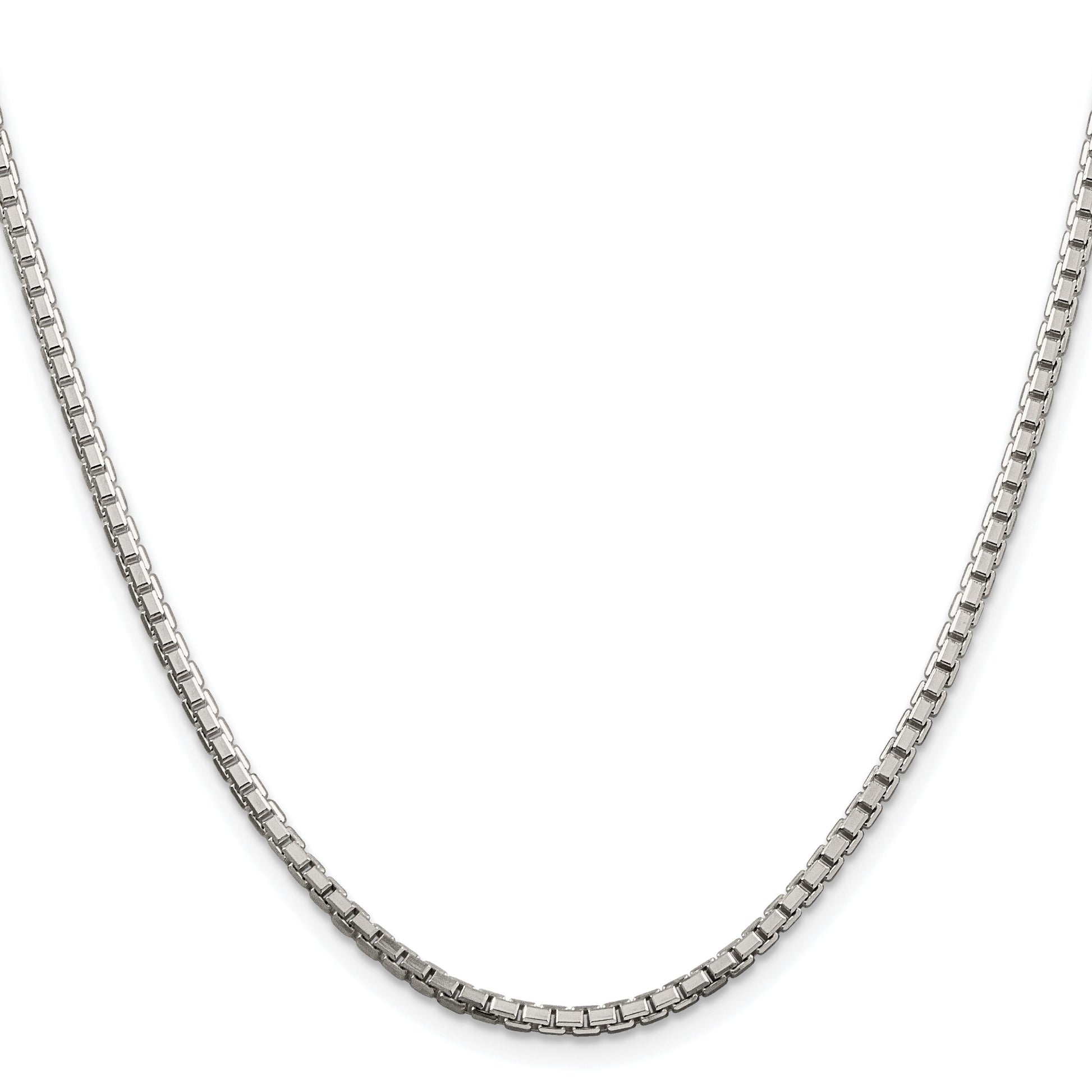 Sterling Silver Rhodium-plated 2.5mm 8 Sided Box Chain