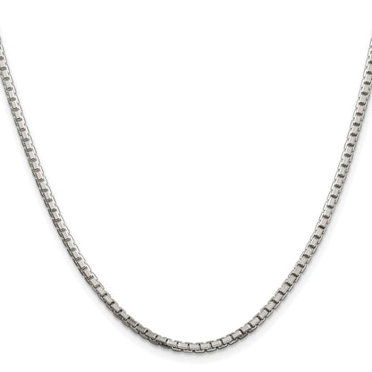 Sterling Silver Rhodium-plated 2.5mm 8 Sided Box Chain