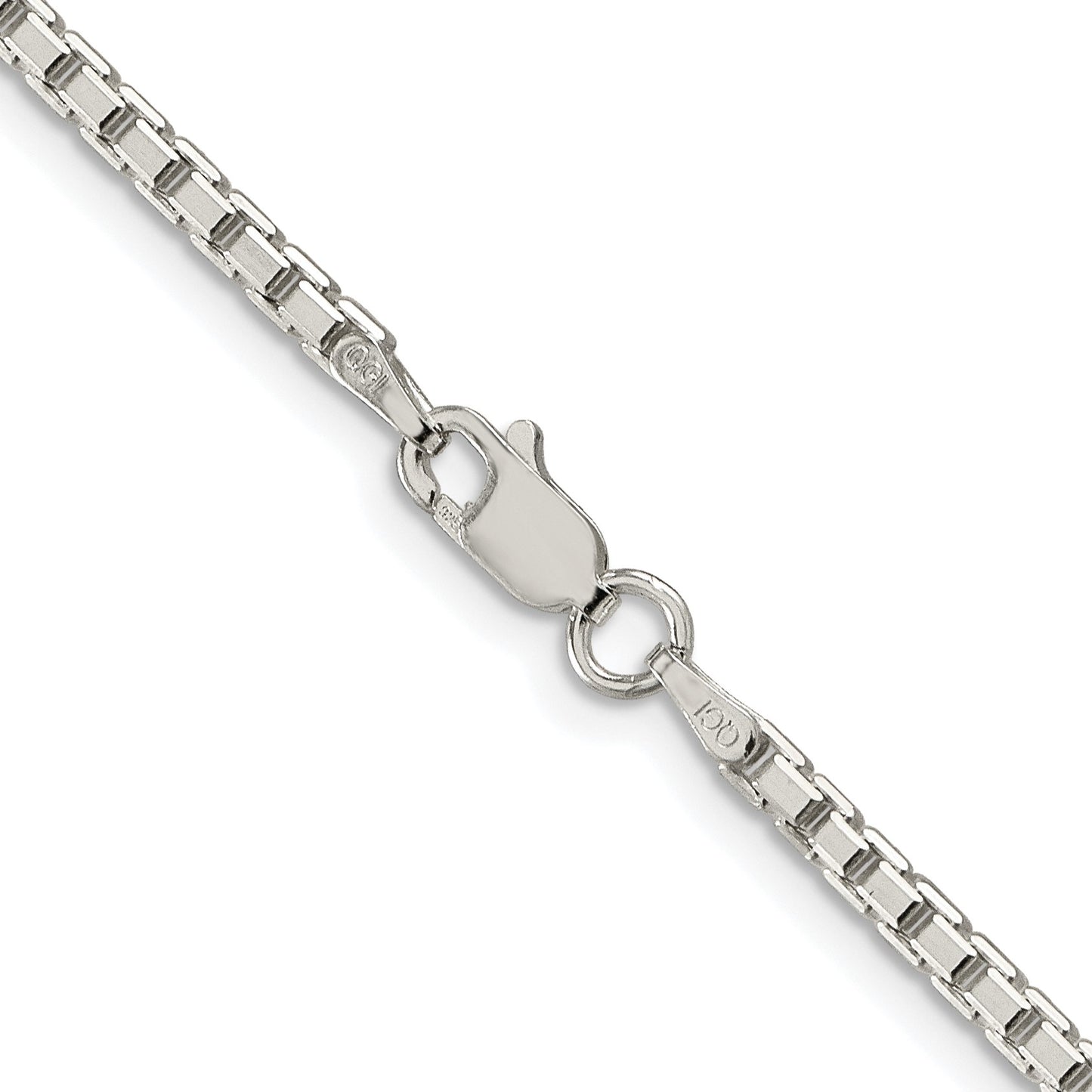 Sterling Silver Rhodium-plated 2.5mm 8 Sided Box Chain
