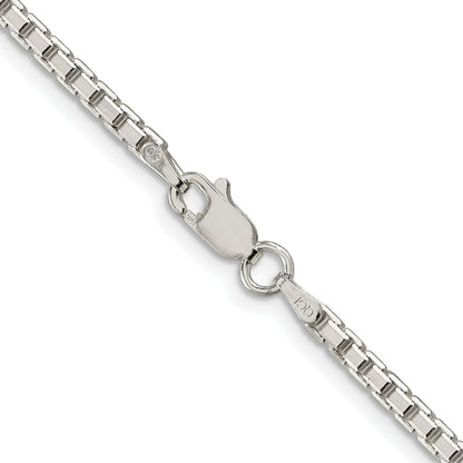 Sterling Silver Rhodium-plated 2.5mm 8 Sided Box Chain