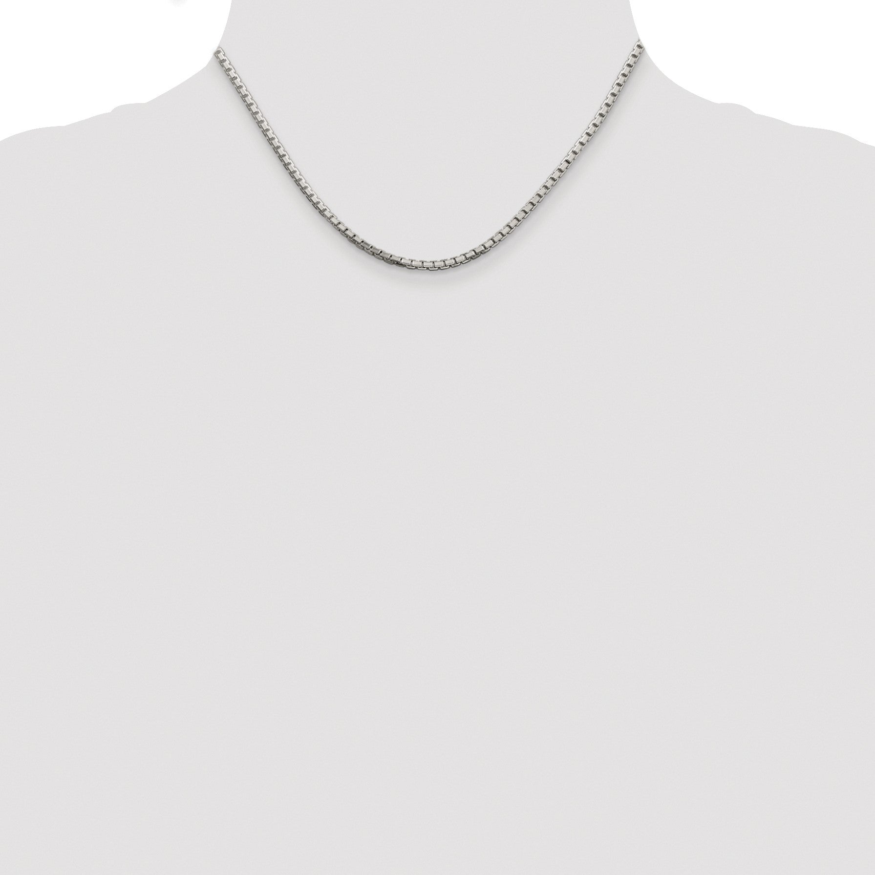 Sterling Silver Rhodium-plated 2.5mm 8 Sided Box Chain