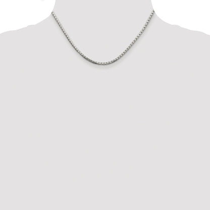 Sterling Silver Rhodium-plated 2.5mm 8 Sided Box Chain