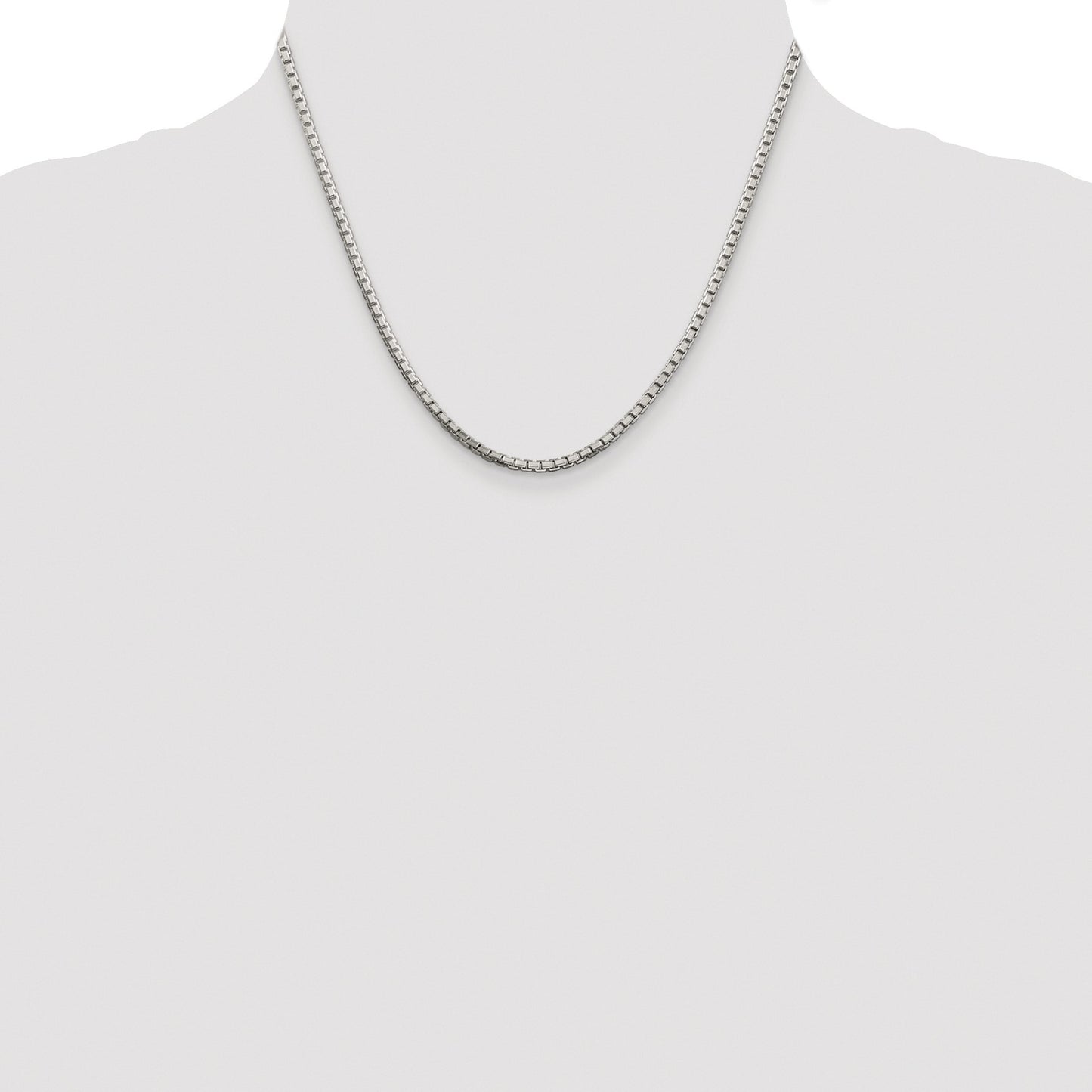 Sterling Silver Rhodium-plated 2.5mm 8 Sided Box Chain