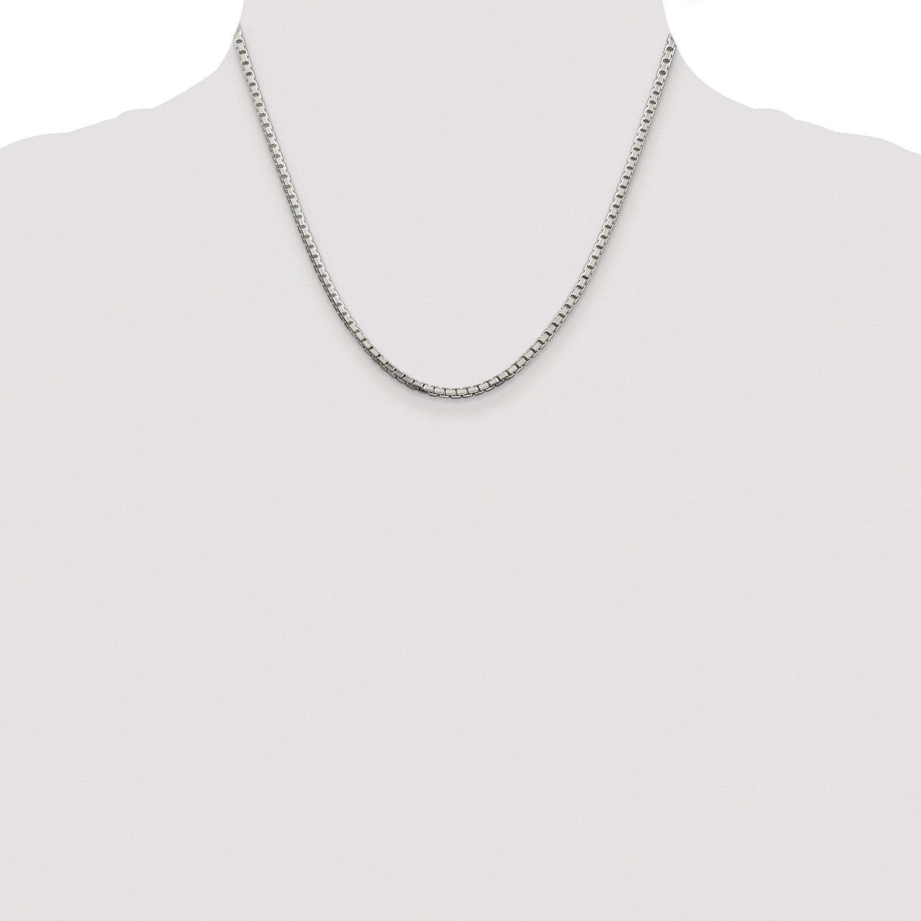 Sterling Silver Rhodium-plated 2.5mm 8 Sided Box Chain