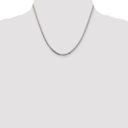 Sterling Silver Rhodium-plated 2.5mm 8 Sided Box Chain