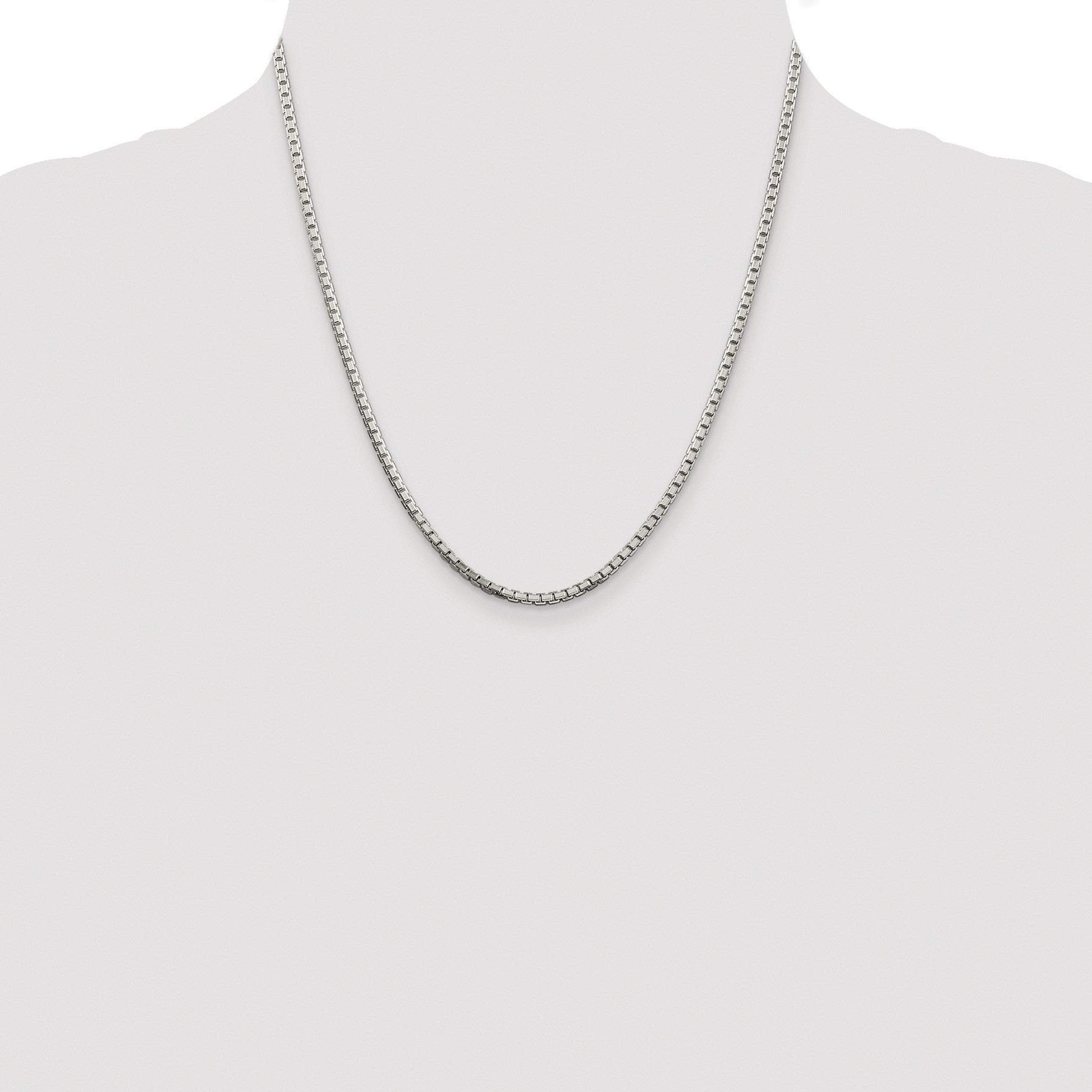 Sterling Silver Rhodium-plated 2.5mm 8 Sided Box Chain