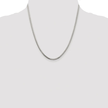 Sterling Silver Rhodium-plated 2.5mm 8 Sided Box Chain