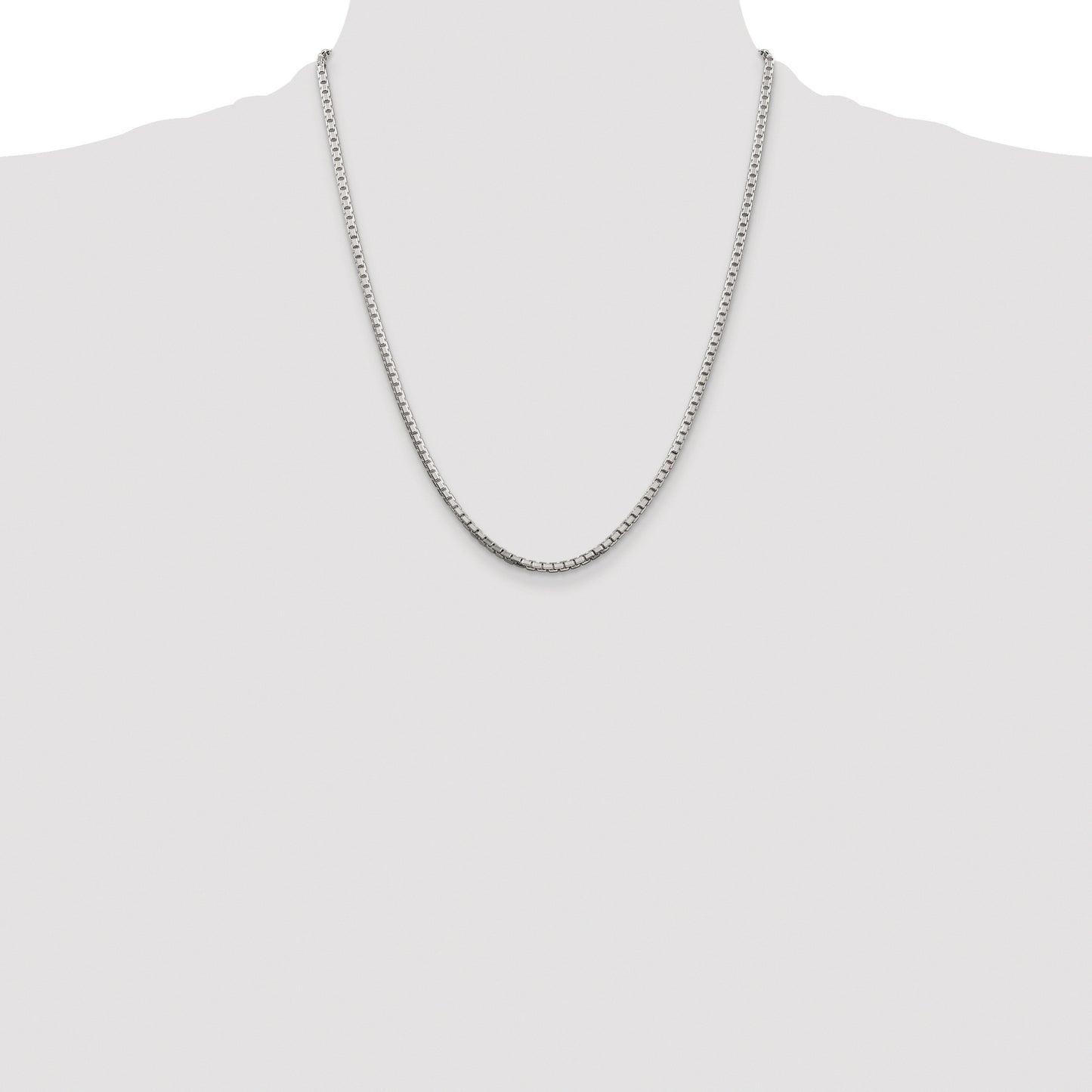Sterling Silver Rhodium-plated 2.5mm 8 Sided Box Chain