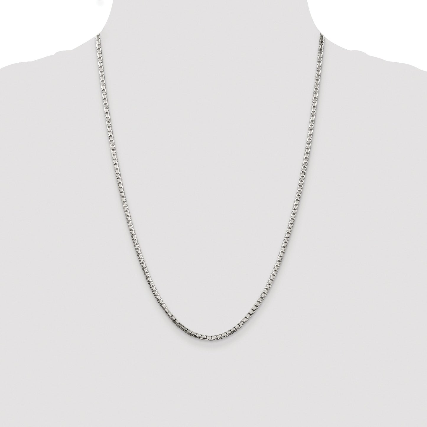 Sterling Silver Rhodium-plated 2.5mm 8 Sided Box Chain