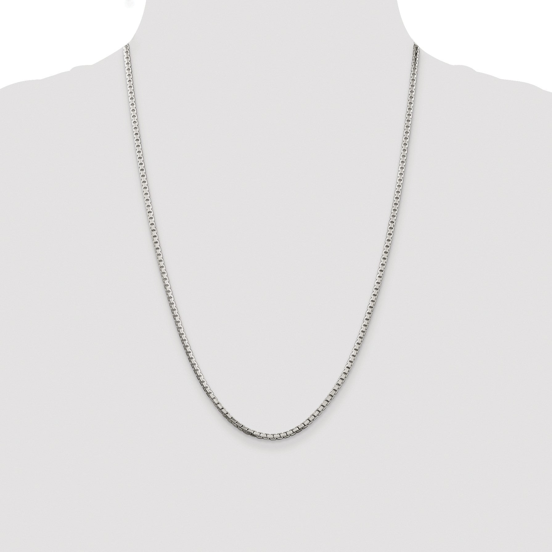 Sterling Silver Rhodium-plated 2.5mm 8 Sided Box Chain