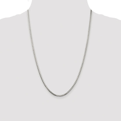 Sterling Silver Rhodium-plated 2.5mm 8 Sided Box Chain