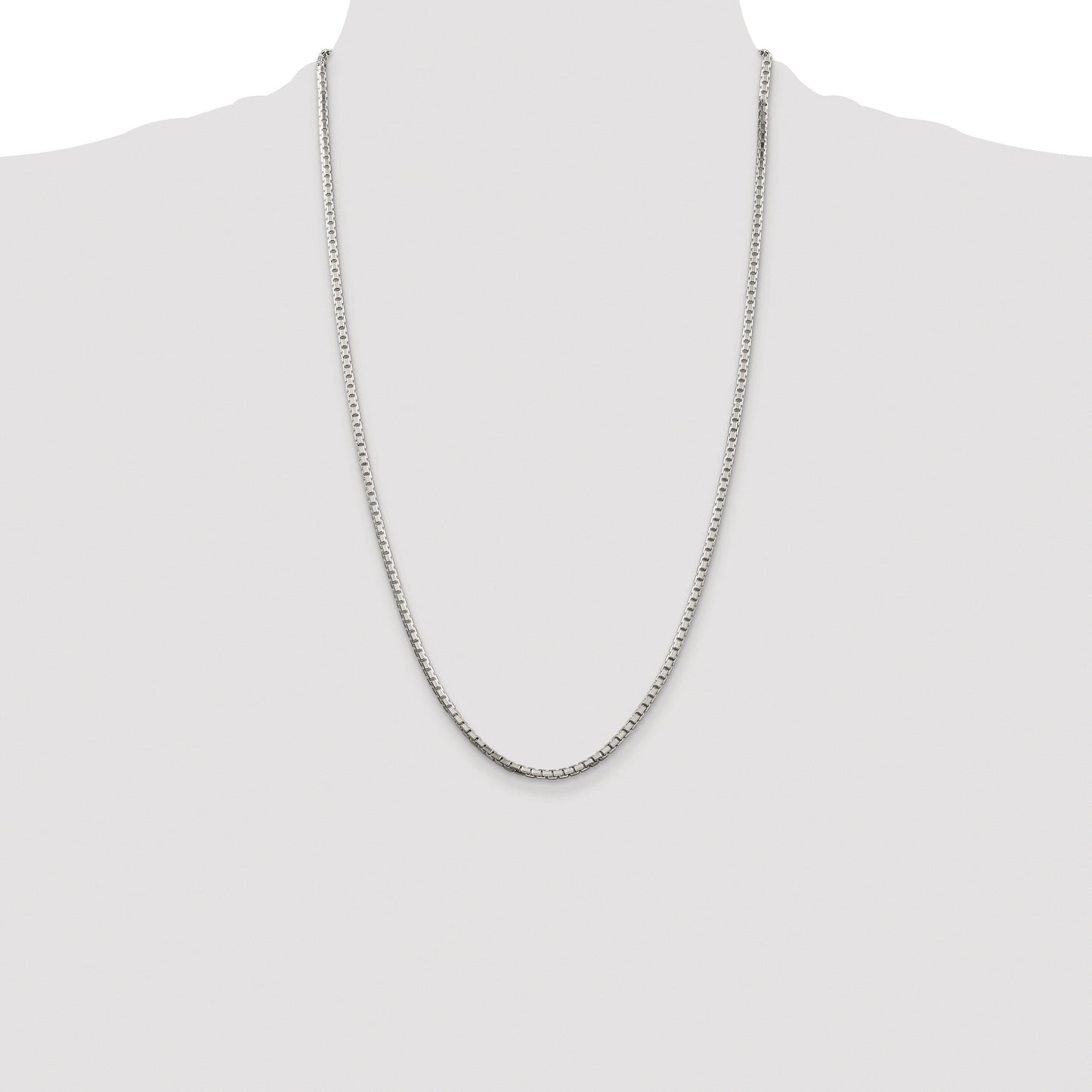 Sterling Silver Rhodium-plated 2.5mm 8 Sided Box Chain