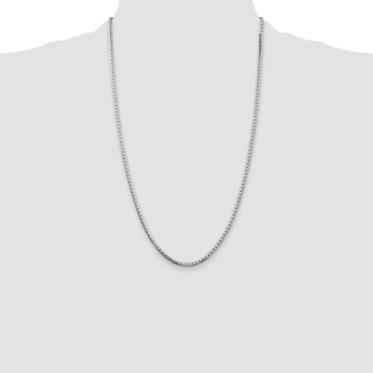 Sterling Silver Rhodium-plated 2.5mm 8 Sided Box Chain