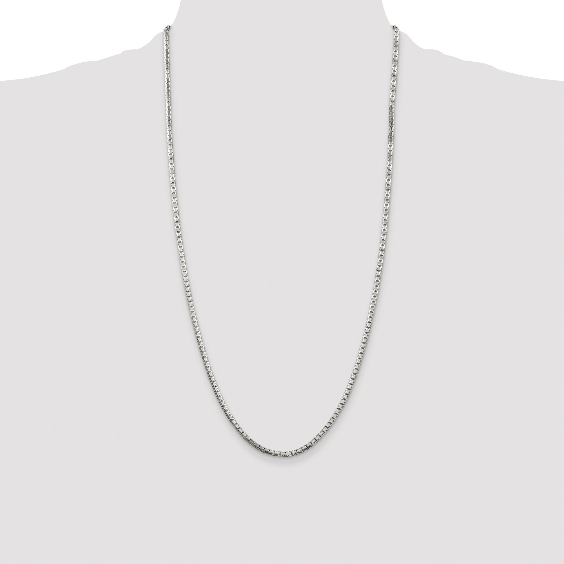 Sterling Silver Rhodium-plated 2.5mm 8 Sided Box Chain