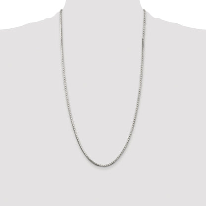 Sterling Silver Rhodium-plated 2.5mm 8 Sided Box Chain