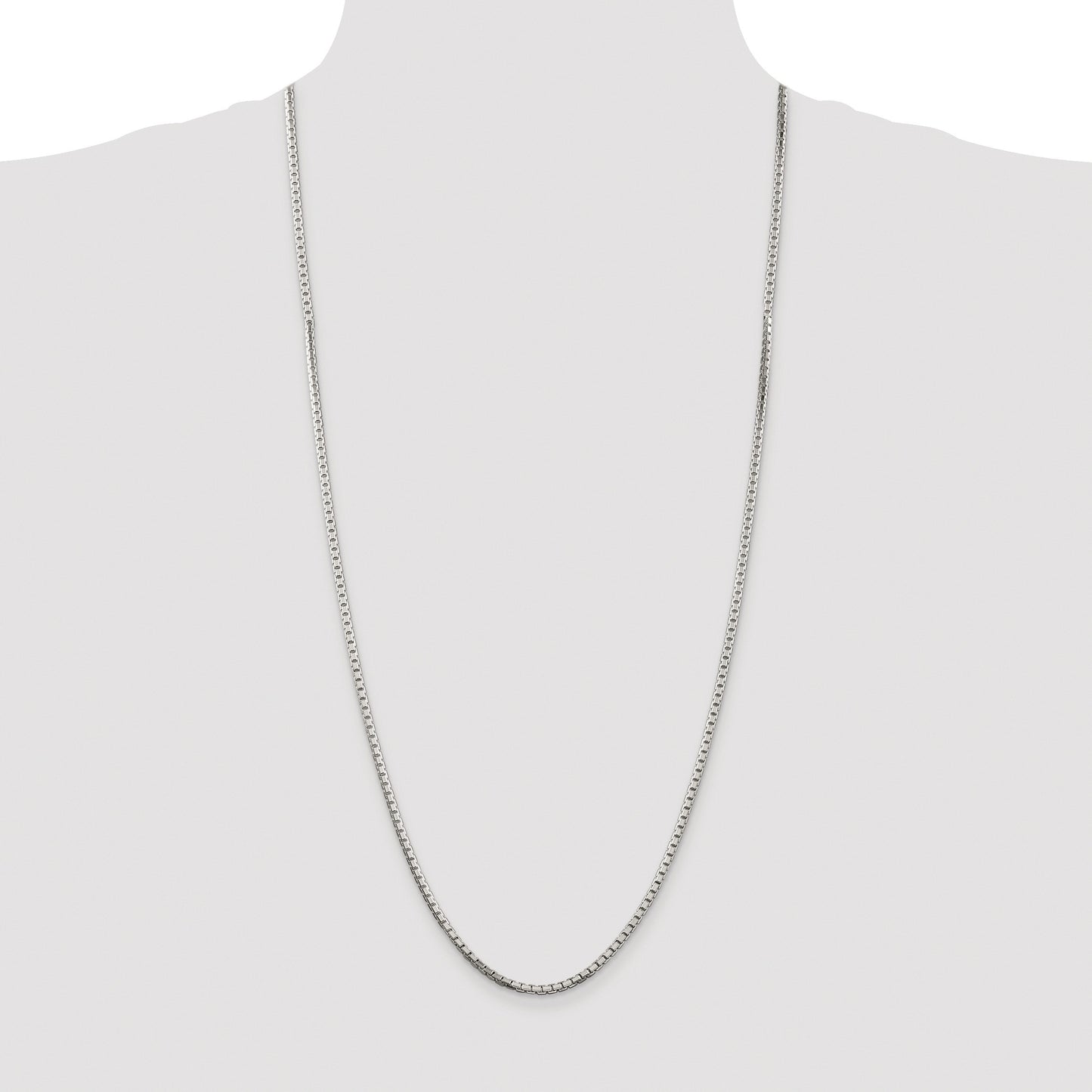 Sterling Silver Rhodium-plated 2.5mm 8 Sided Box Chain